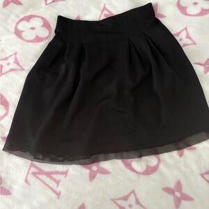 INC International Concepts Black Pleated Skater Mini Skirt